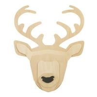 Little Love de nojo Deer 3D perete din lemn Natural agățat cu nasul pătat