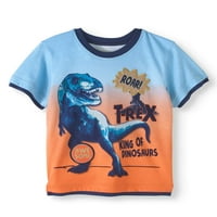 Toddler Boy Maneca Scurta Peste Tot Imprimate Hangdown Shirt