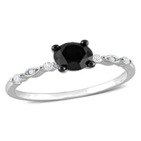 1-Carat T. W. diamant alb-negru 10kt Aur Alb Solitaire inel de logodna