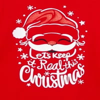 Timp de vacanță fete Crăciun tricou grafic cu mânecă lungă și set de ținute imprimate, 2 piese, dimensiuni 4-18