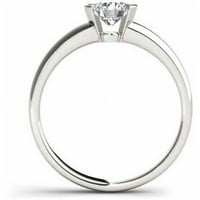 Carat T. W. diamant jumătate Bezel Solitaire 14kt aur alb inel de logodna