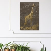 Wynwood Studio animale Wall Art panza printuri 'Girafa Sahara' Zoo și animale sălbatice-aur, maro