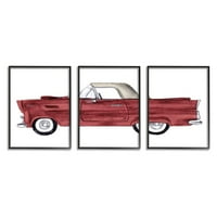 Stupell Industries vintage red Convertible desen clasic auto masina încadrată perete arta Design de Daphne Polselli, bucată, 16