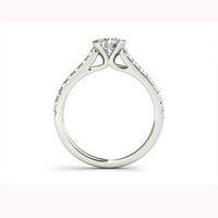Carat TW diamant jumătate Bezel clasic 14kt aur alb inel de logodna