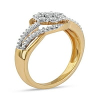 Imperial 10k aur galben 1 6CT TDW diamant Cluster Bypass inel pentru femei