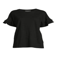 Top tricot cu mânecă Flutter pentru femei Time și Tru, Dimensiuni S-3XL