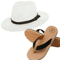 Coral Jones femei Floppy paie pălărie și spumă Flip flop sandale Set SUA femei Pantofi dimensiuni 7-10