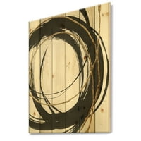 Designart 'Abstract Monochrome i' Posh & Luxe Print pe lemn Natural de pin