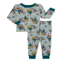 Mickey Mouse Crăciun vacanță Toddler băiat și fată unise bumbac pijama Set, 2 piese, dimensiuni 12M-5T