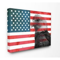 Stupell Industries American Flag Statele Unite ale Americii Rustic Bald Eagle Design panza arta de perete de Daniel Sproul