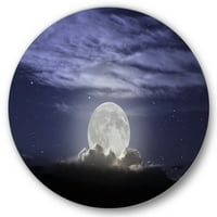 Lună Plină În Creștere Într-Un Cer Noros Pictura Arta Printuri