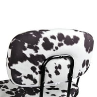 Scaun de lucru cu imprimare din piele de vacă Holstein Design Group cu suporturi pentru brațe, alb-negru