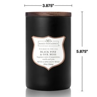 Manly Indulgence Black Pine & Oak Moss Oz Jar lumânare, fitil din lemn, negru