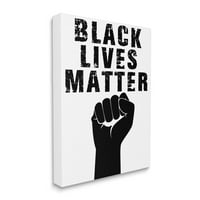 Stupell Industries Black Lives Matter tipografie în dificultate pumnul ridicat pânză artă de perete de Marcus Prime
