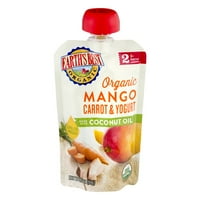 Cea mai bună mâncare organică pentru bebeluși de pe pământ, morcov de Mango și iaurt cu ulei de cocos, 3. oz pungi