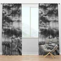 Designart 'Black And White Panoramic London' panou cortină opace pentru peisajul urban