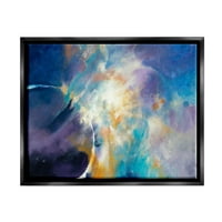 Stupell Industries Abstract Nebula Sky Scene artă grafică Jet Black Floating Framed Canvas Print artă de perete, Design de Dina