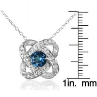 Londra albastru și alb Topaz Sterling Silver dragoste nod colier