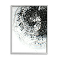 Stupell Industries Fading Disco Ball fotografie monocromă fotografie gri încadrată artă imprimare artă de perete, Design de Ziwei