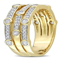 Carat T. W. diamant 14kt aur galben BANDĂ semi-Eternitate cu trei rânduri largi