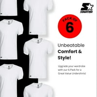 Starter Men ' s Essential V Neck cămașă albă din bumbac respirabil, pachet 6