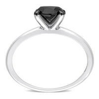 Carat T. W. diamant negru 14kt Aur Alb Solitaire inel de logodna