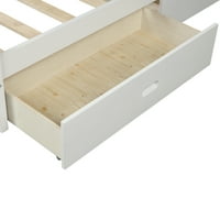 Pat cu platformă din lemn cu tăblie și două sertare, Cadru de pat cu platformă Aukfa dimensiune completă, fundație albă pentru
