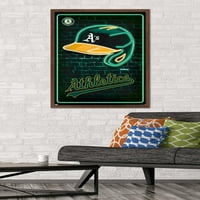 Oakland Athletics-Poster De Perete Cu Cască Neon, 22.375 34 Încadrat