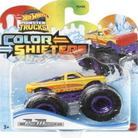 Hot Wheels Monster Trucks Color Shifters Pure Muscle 1: camion de jucărie la scară, își schimbă culoarea cu apă