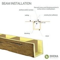 10W 6H 12' L 3-Sided mână cioplit Endurathane Fau lemn tavan grindă, frasin Natural