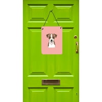 Carolines Treasures BB1202DS tablă de șah Roz Jack Russell Terrier imprimeuri suspendate pe perete sau ușă, 12x16, multicolor