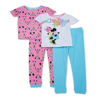 Disney Minnie Mouse Fete 4-Tight Fit Bumbac 4 Piese Mi & Match Pijama Set