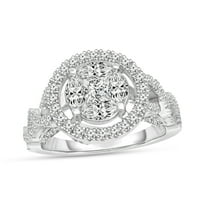 CT. T. W. compozit diamant Cadru Twist Split Gamba inel de logodna din aur alb 14K