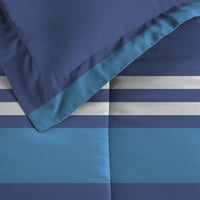Dream Factory Rugby Stripe Twin Fular Set, Poliester, Microfibră, Albastru