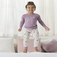 Gerber Baby Girl & Toddler Girl pijamale din bumbac potrivite, Set din 4 Piese, dimensiuni luni-5T