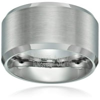 Bărbați Safir Tungsten cu diamant de finisare inel de argint larg, Dimensiune 8.5