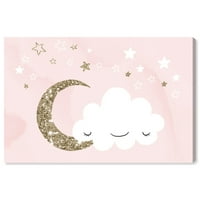 Wynwood Studio astronomie și spațiu Wall Art Canvas printuri 'nor minunat și Luna' luni-roz, alb