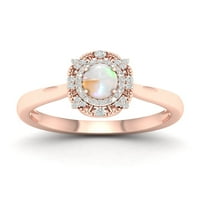 Imperial Gemstone 10k Rose aur placat cu argint Oval tăiat creat Opal creat Alb Safir Halo femei cocktail inel