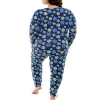 Jaclyn femei și femei Plus vacanță Imprimate Maneca lunga pijama Set