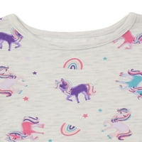 Tricou cu mânecă scurtă cu imprimeu unicorni și curcubee Garanimals Baby Girls, dimensiuni 0 3M-24M