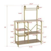 Raft de bucătărie Aukfa Raft cu microunde plăci aglomerate cu cârlige în formă de S, raft de depozitare rafturi W, coș de plasă extensibil, potrivit pentru bucătărie,birou,baie, 35X15X30