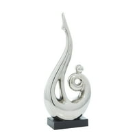 9 21 sculptură abstractă din ceramică argintie cu bază neagră