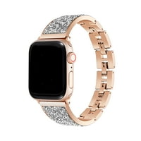 Posh Tech Windsor Rose Gold bandă de înlocuire din oțel inoxidabil cu pietre Pentru Apple Watch Series 1,2,3,4,5,6,7, & SE - Size