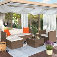 Seturi de mobilier de terasă toate Vremea canapea secțională în aer liber țesut manual răchită rattan Patio Set de conversație