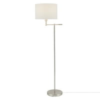 Globe Electric Jaclyn 63 lampă de podea cu braț oscilant din nichel periat cu nuanță albă, Bec Inclus, 67756