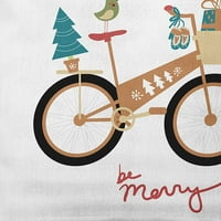 Pur Și Simplu Daisy Brown Colorate Merry Bird Biciclete Crăciun Moale Filate Poliester Interior În Aer Liber Arunca Perna, 16