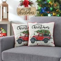 Timp De Vacanță Roșu Camion Vintage Crăciun Perne Decorative, Pătrat