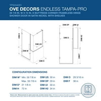 Ove decoruri Tampa-Pro 59-în. W în. H cabină de duș dreptunghiulară cu balamale fără cadru din nichel cu panouri de Contrafort
