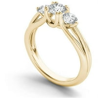 Carat T. W. diamant trei pietre 14kt aur galben inel de logodna
