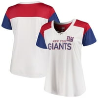 Femei Majestic Alb Royal New York Giants Dantelă - up V-Neck T-Shirt